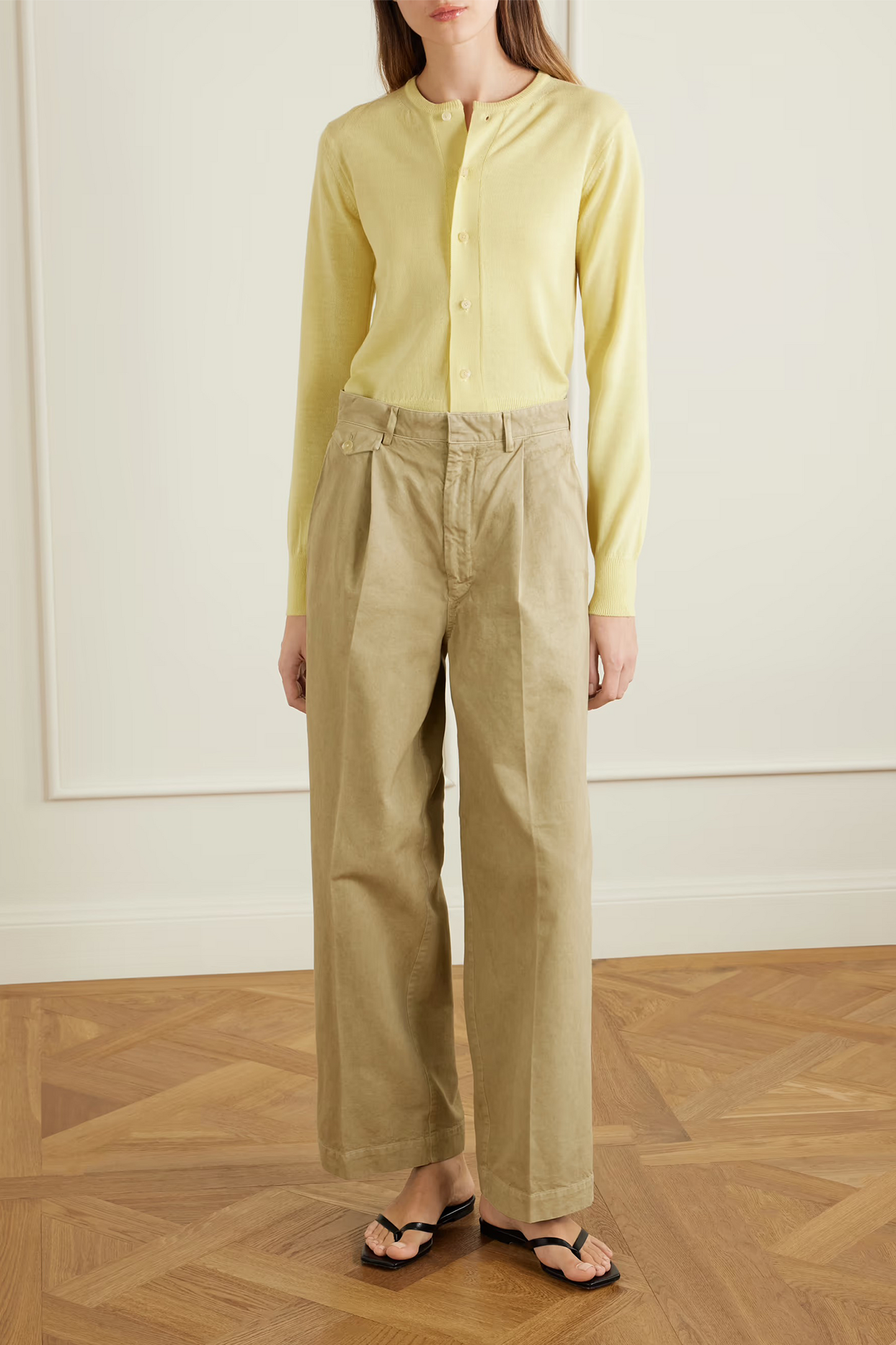 Garment-dyed Cotton-twill Wide-leg Pants