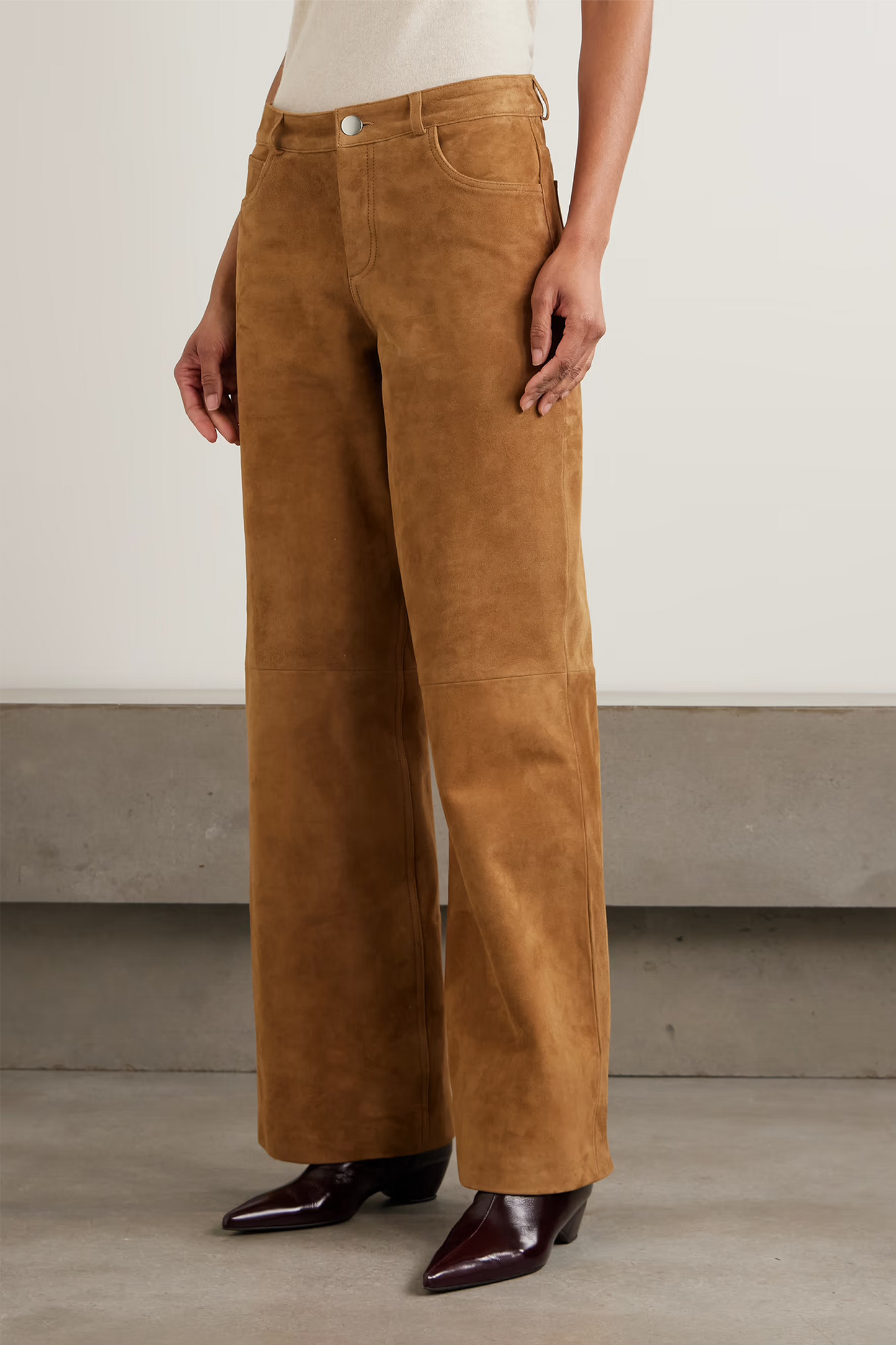 Milo Paneled Suede Wide-leg Pants