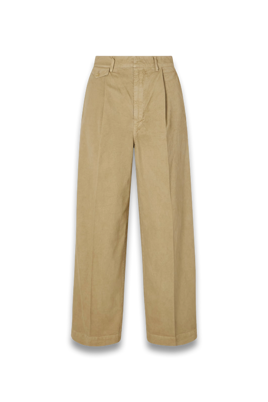 Garment-dyed Cotton-twill Wide-leg Pants