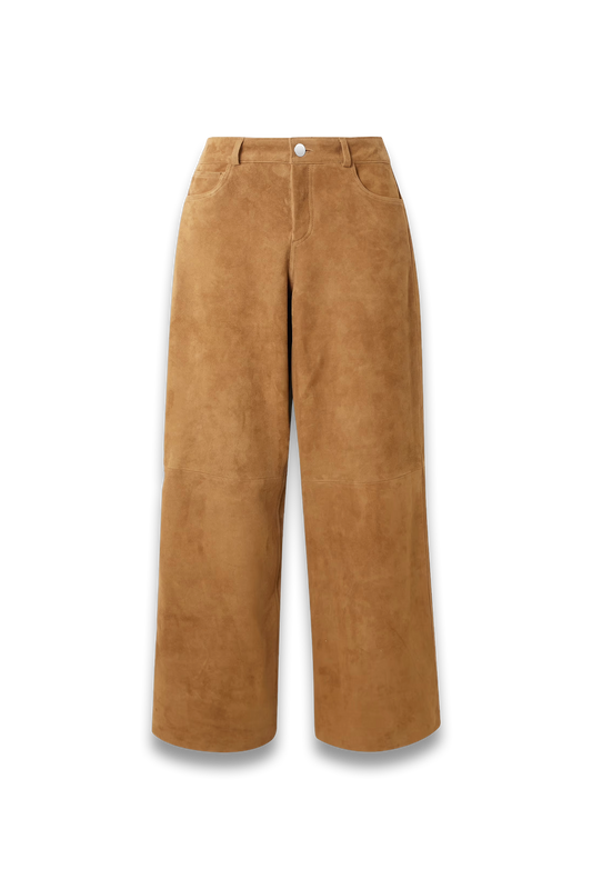 Milo Paneled Suede Wide-leg Pants
