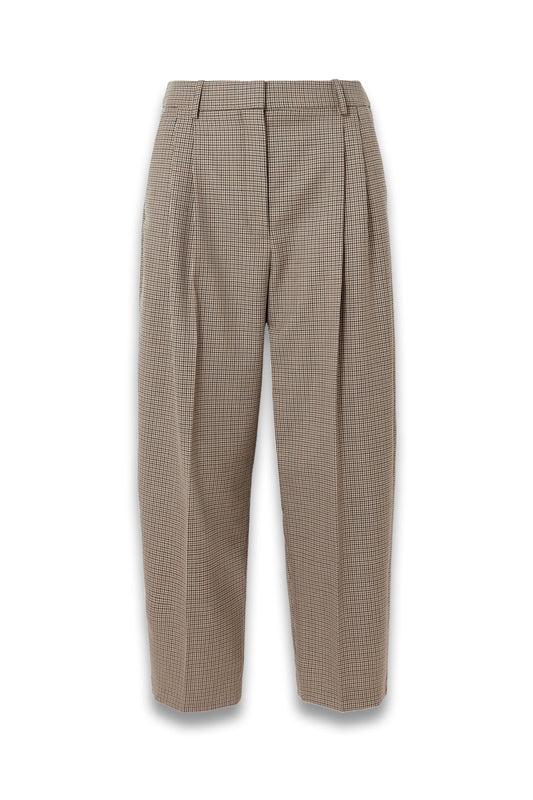 Pleated Houndstooth Wool Tapered Pants