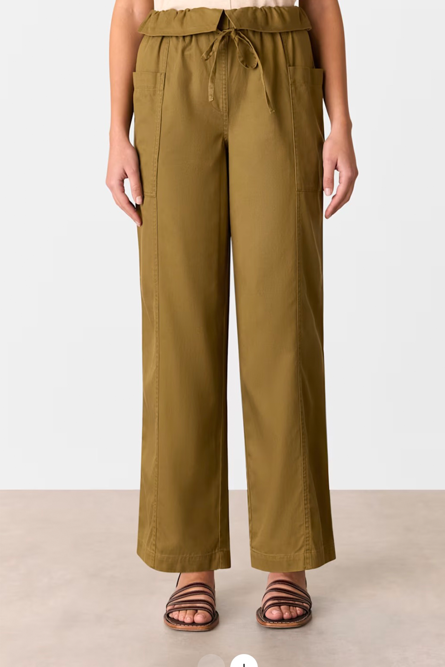 Khaki Paper Bag Waistband Trouser