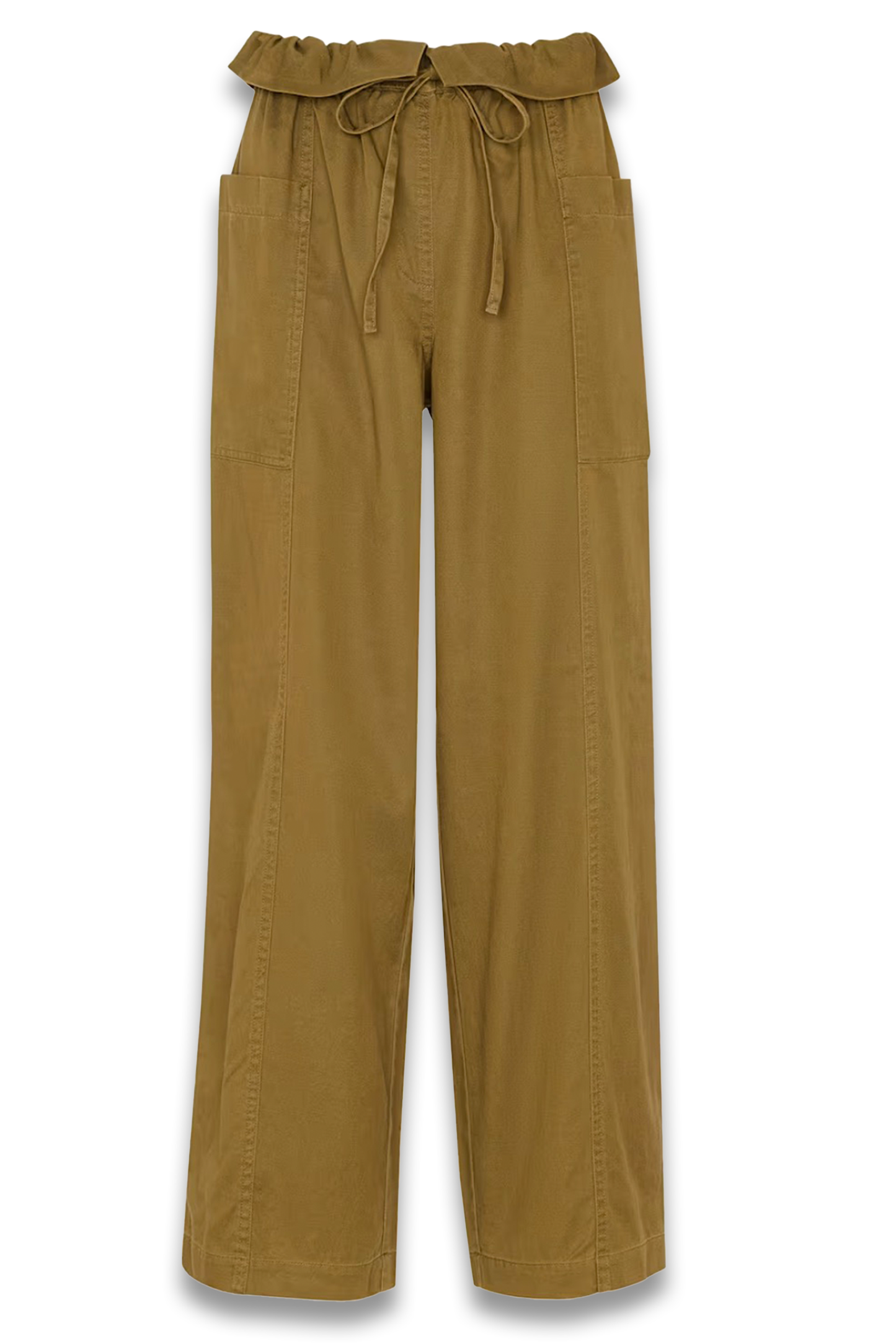 Khaki Paper Bag Waistband Trouser