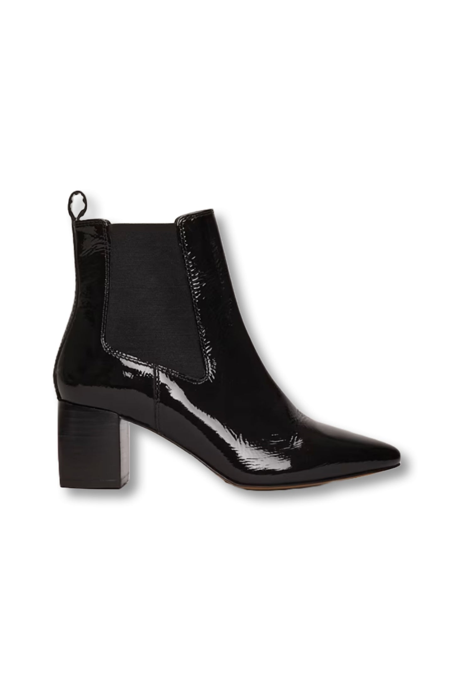 Black Leather Patent Ankle Boots