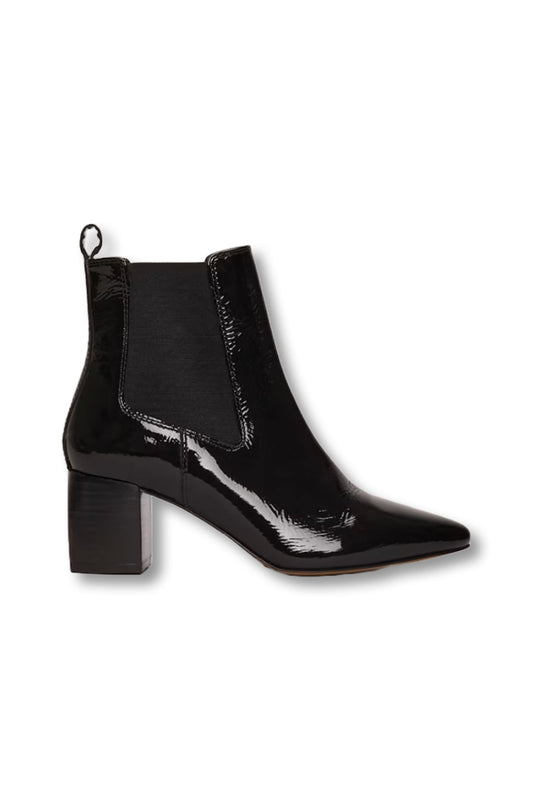 Black Leather Patent Ankle Boots