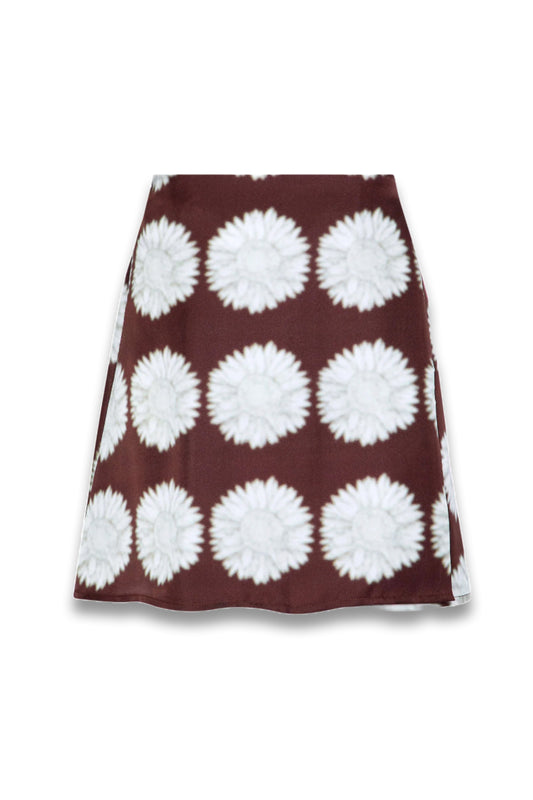 Positano Skirt Sunflower Mahogany Silk Twill