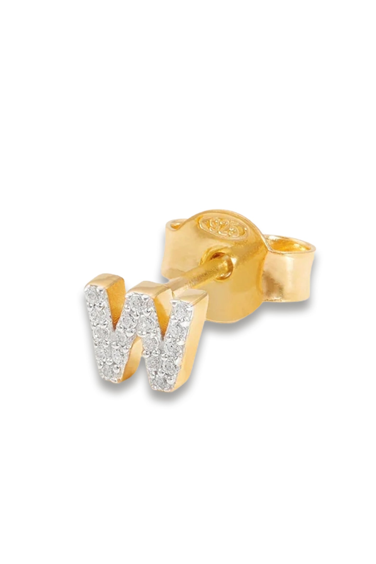 Pave Initial Single Stud Earring