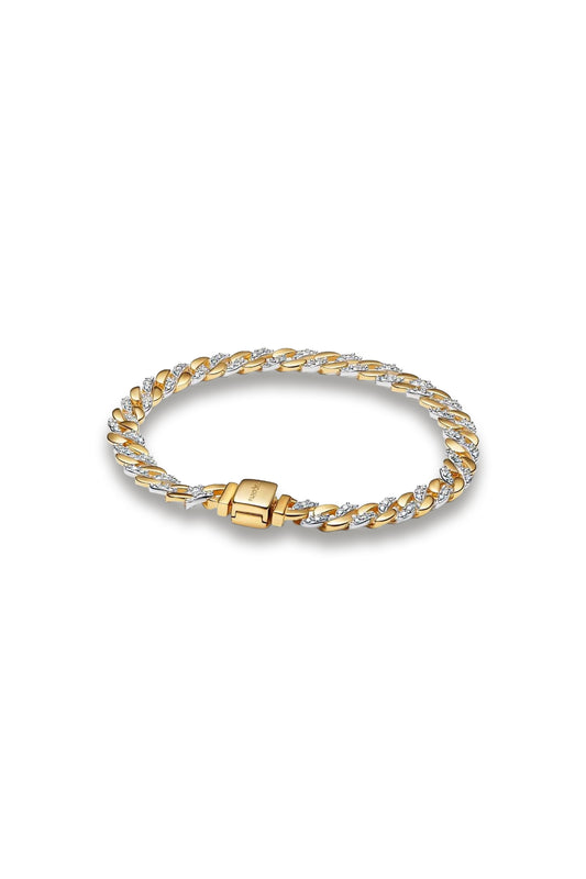 Two-tone Pavé Cuban Chain Bracelet
