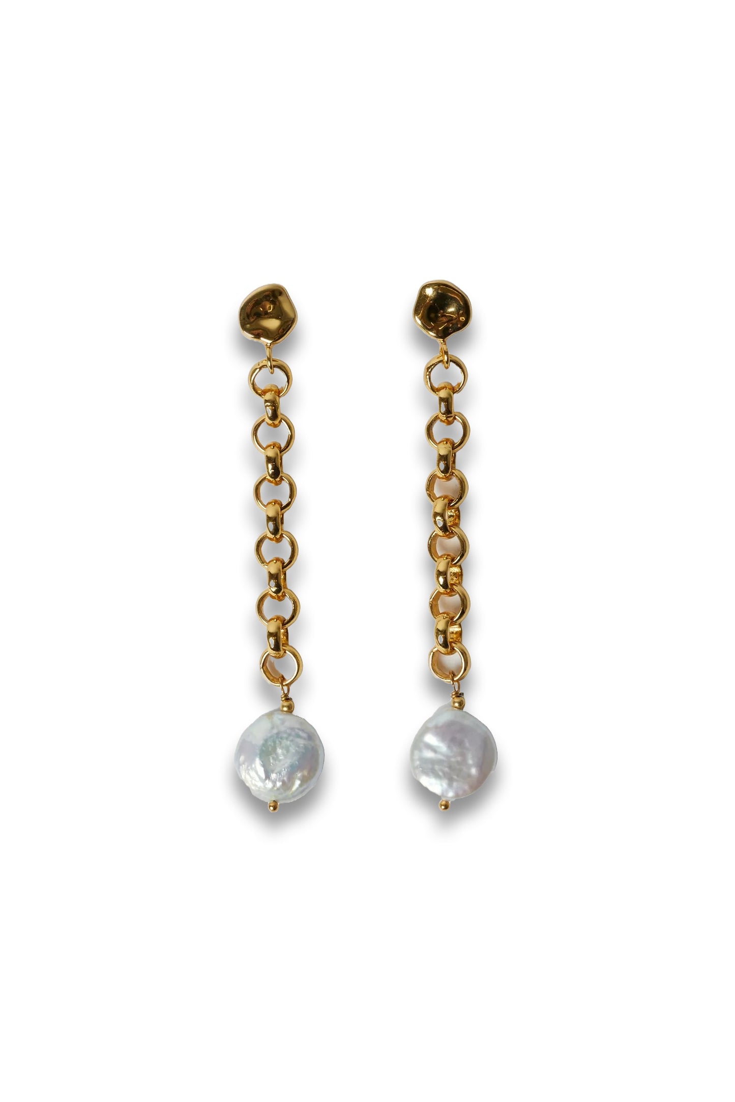 Keshi Pearl Drop Earrings, Gold