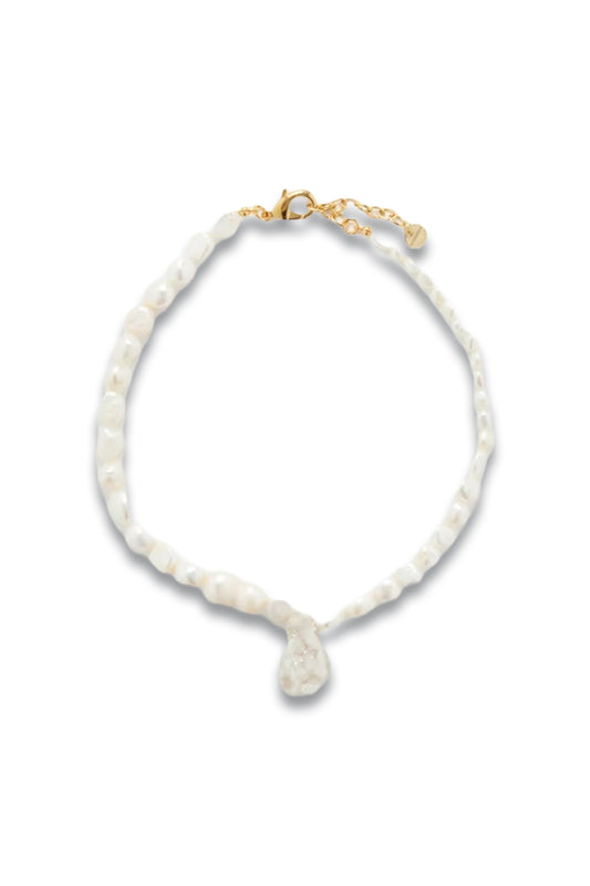 Agate & Pearl 24kt Gold-plated Necklace
