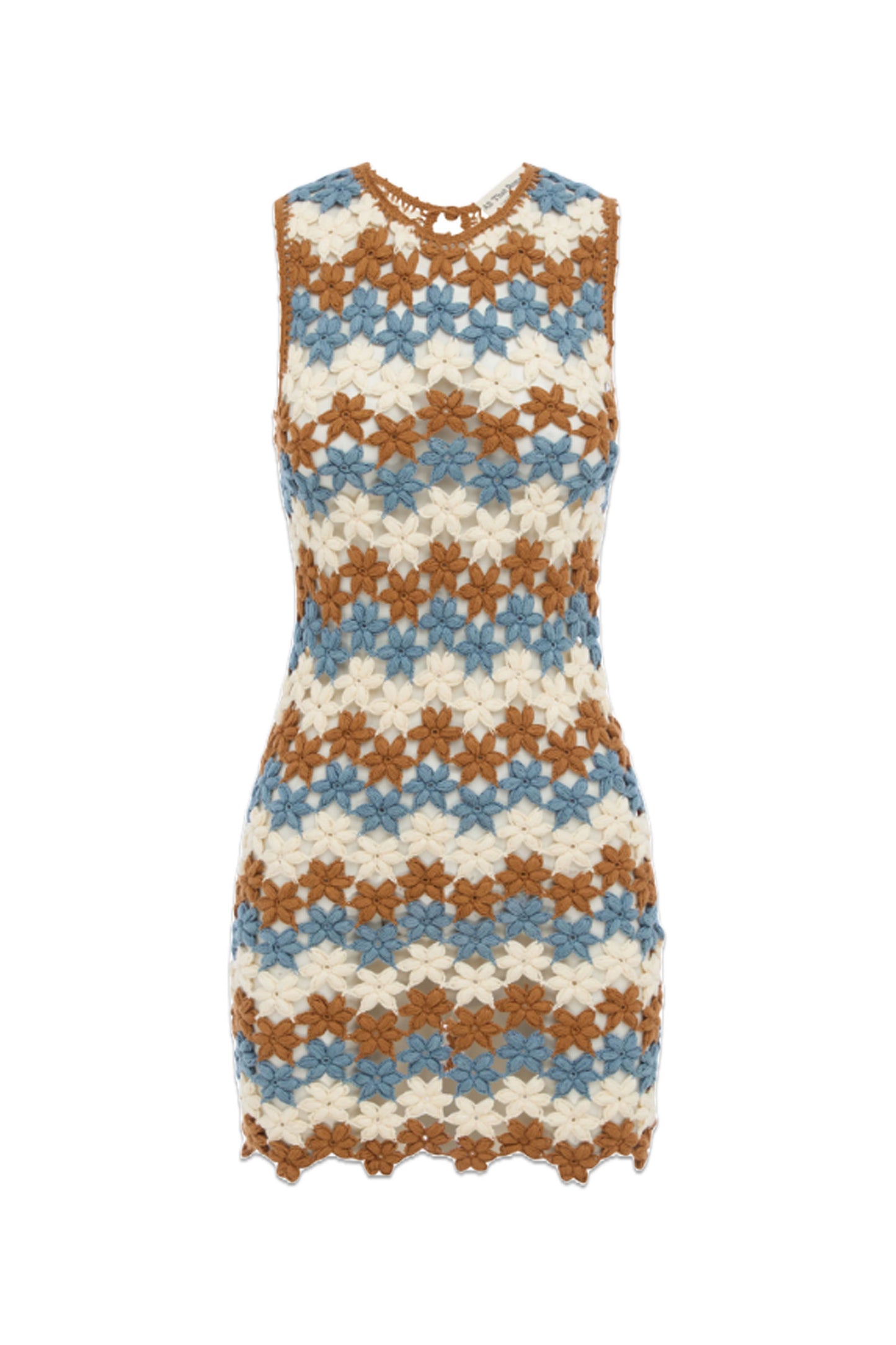 Daisy Dress - Tobacco, Blue & White