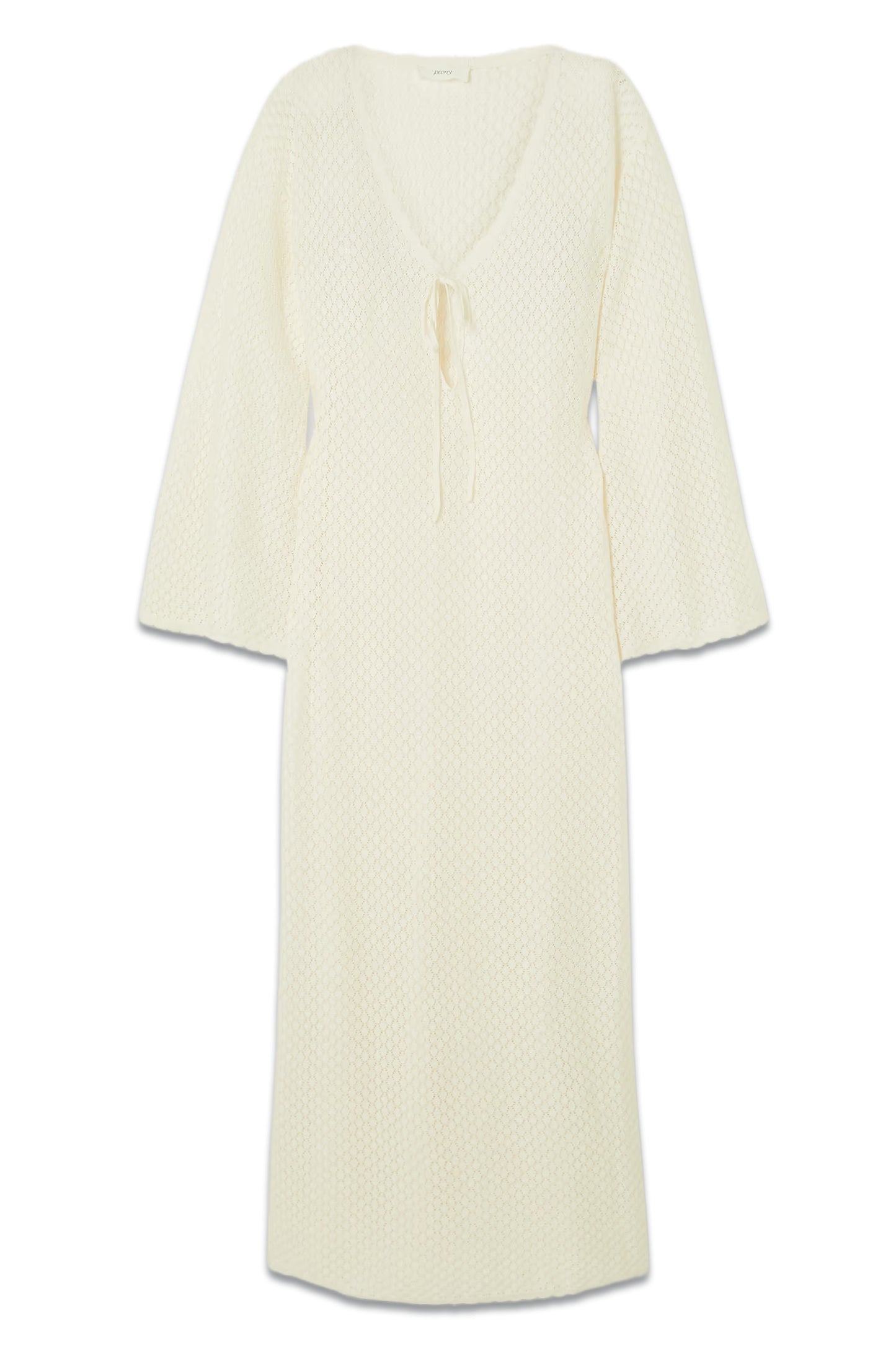 Fleur Tie-detailed Pointelle-knit Cotton Maxi Dress