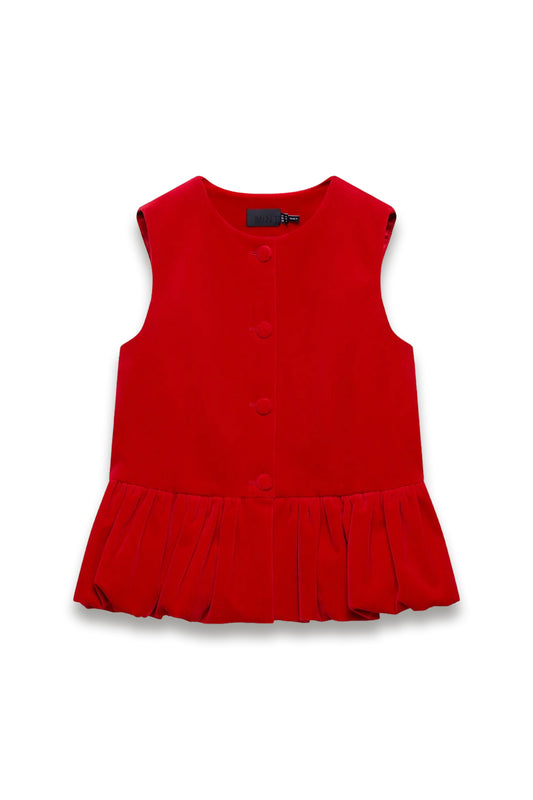 Red Velvet Peplum Waistcoat
