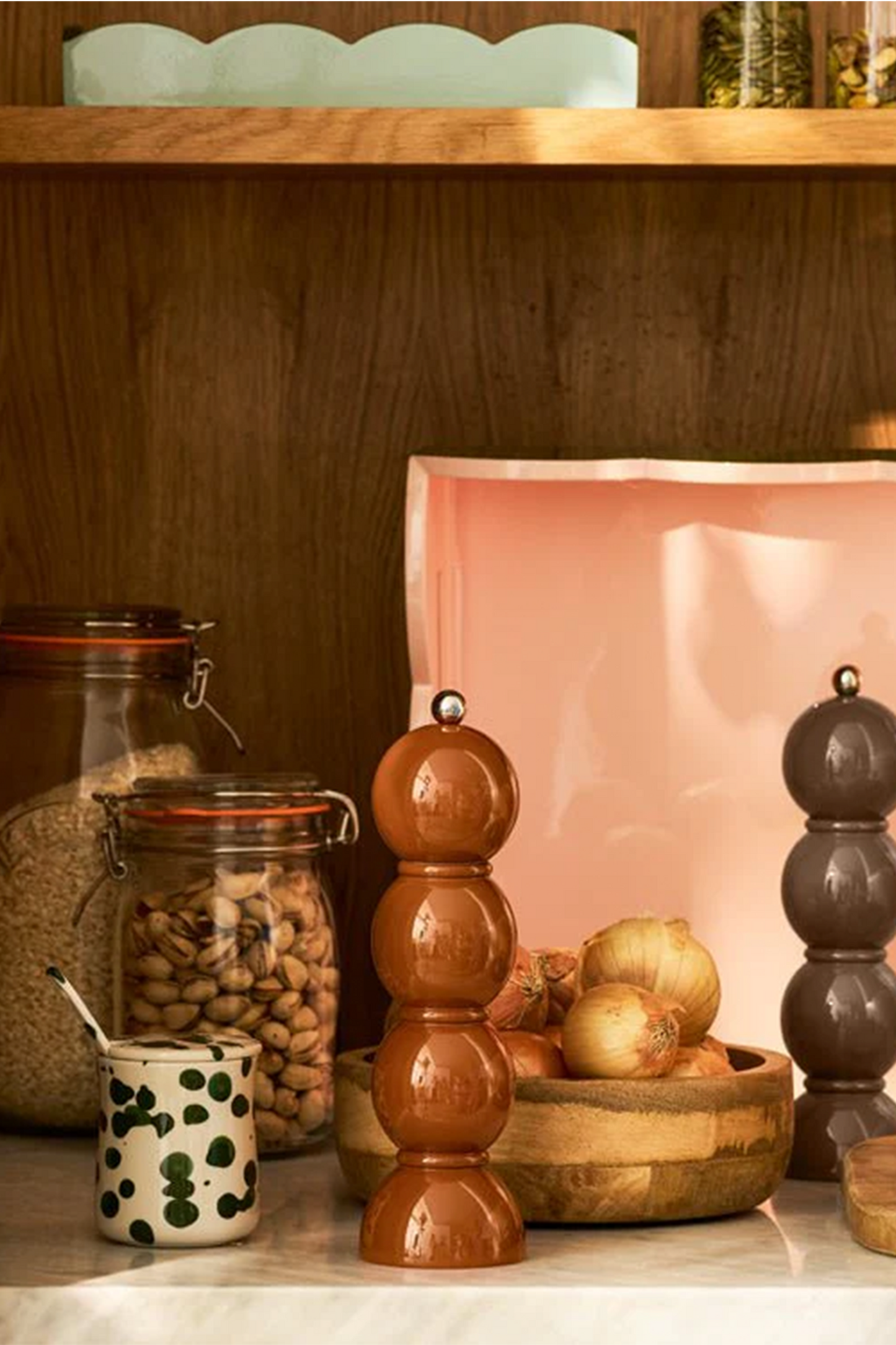 Nutmeg Bobbin Lacquer Salt or Pepper Mill