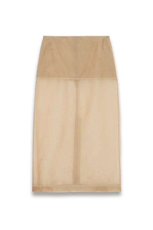 Peri Sheer Midi Skirt in Desert Sand