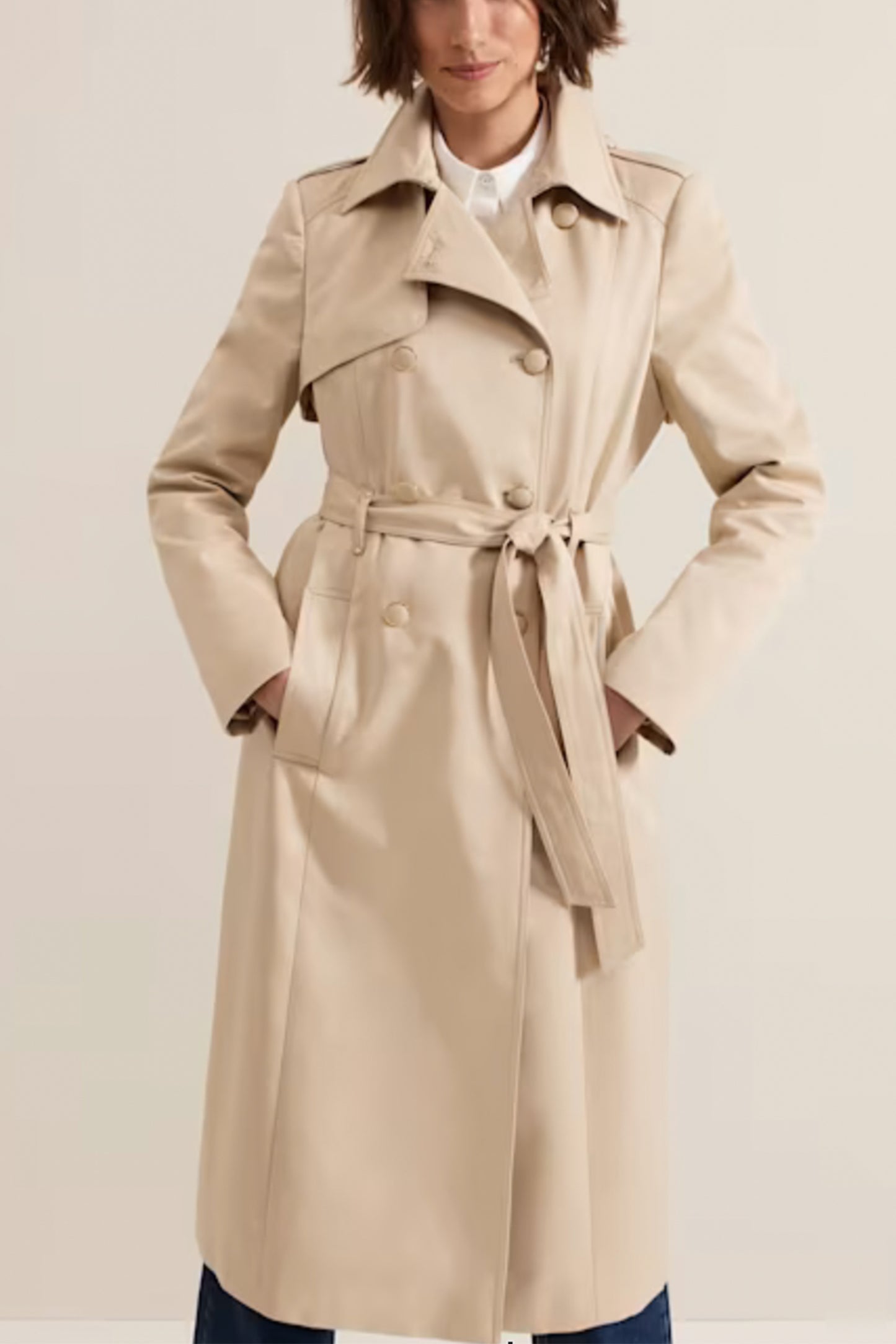 Cheryl Camel Long Fitted Trench Coat