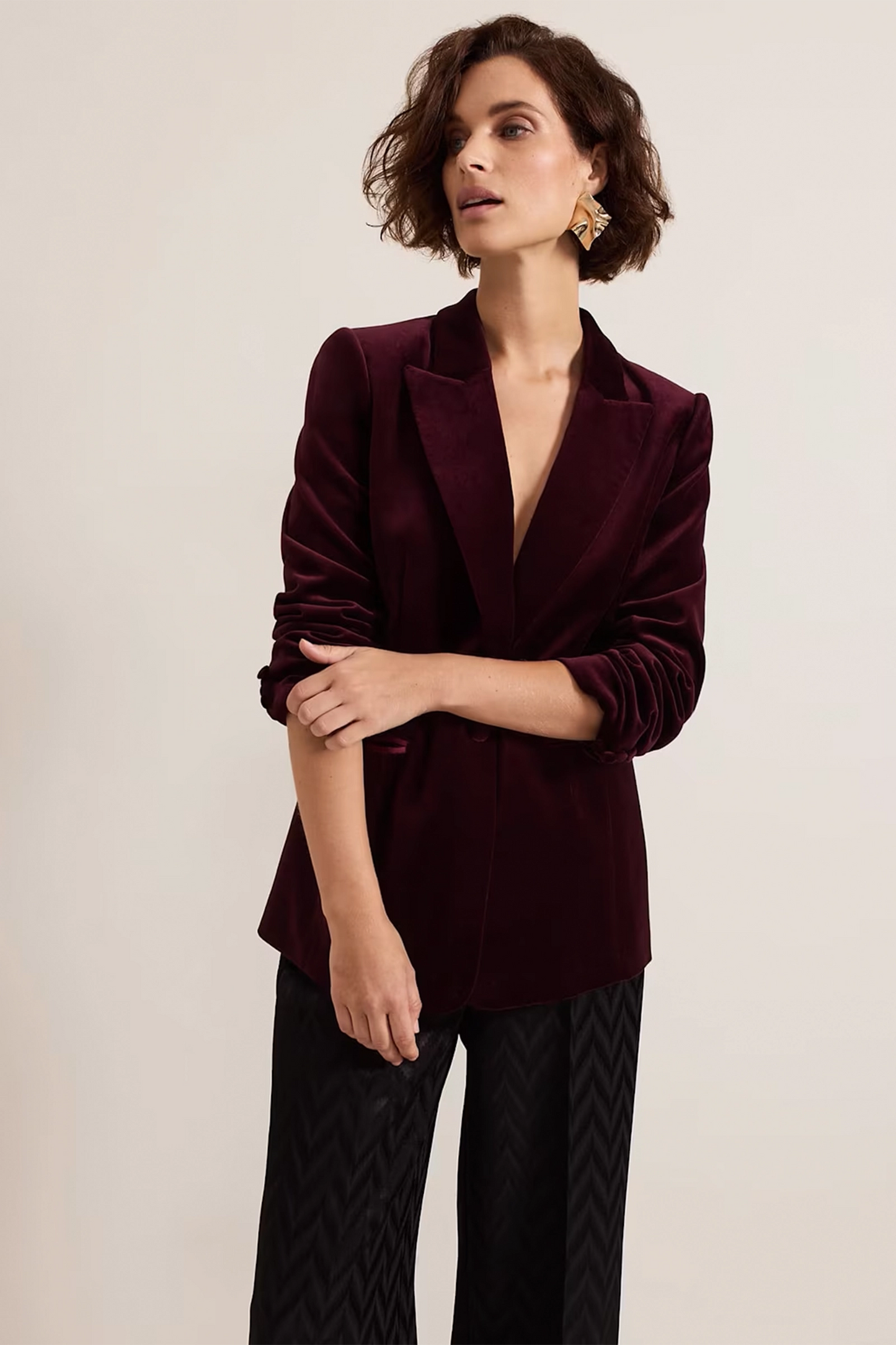 Bridie Wine Velvet Blazer