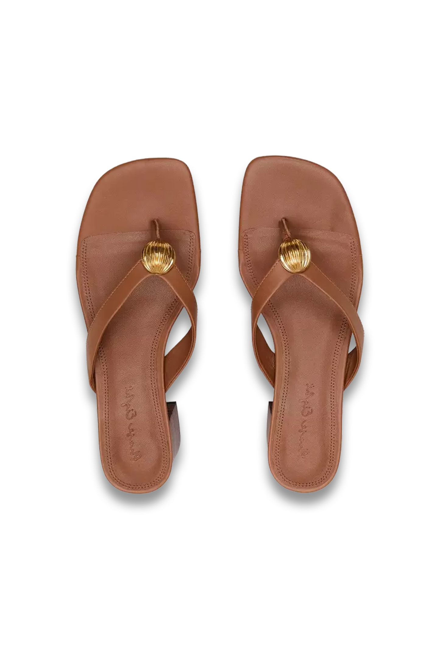 Metal-trim Toe-post Heeled Sandals