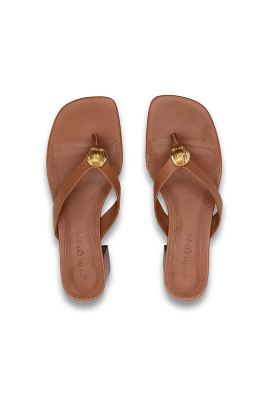 Metal-trim Toe-post Heeled Sandals