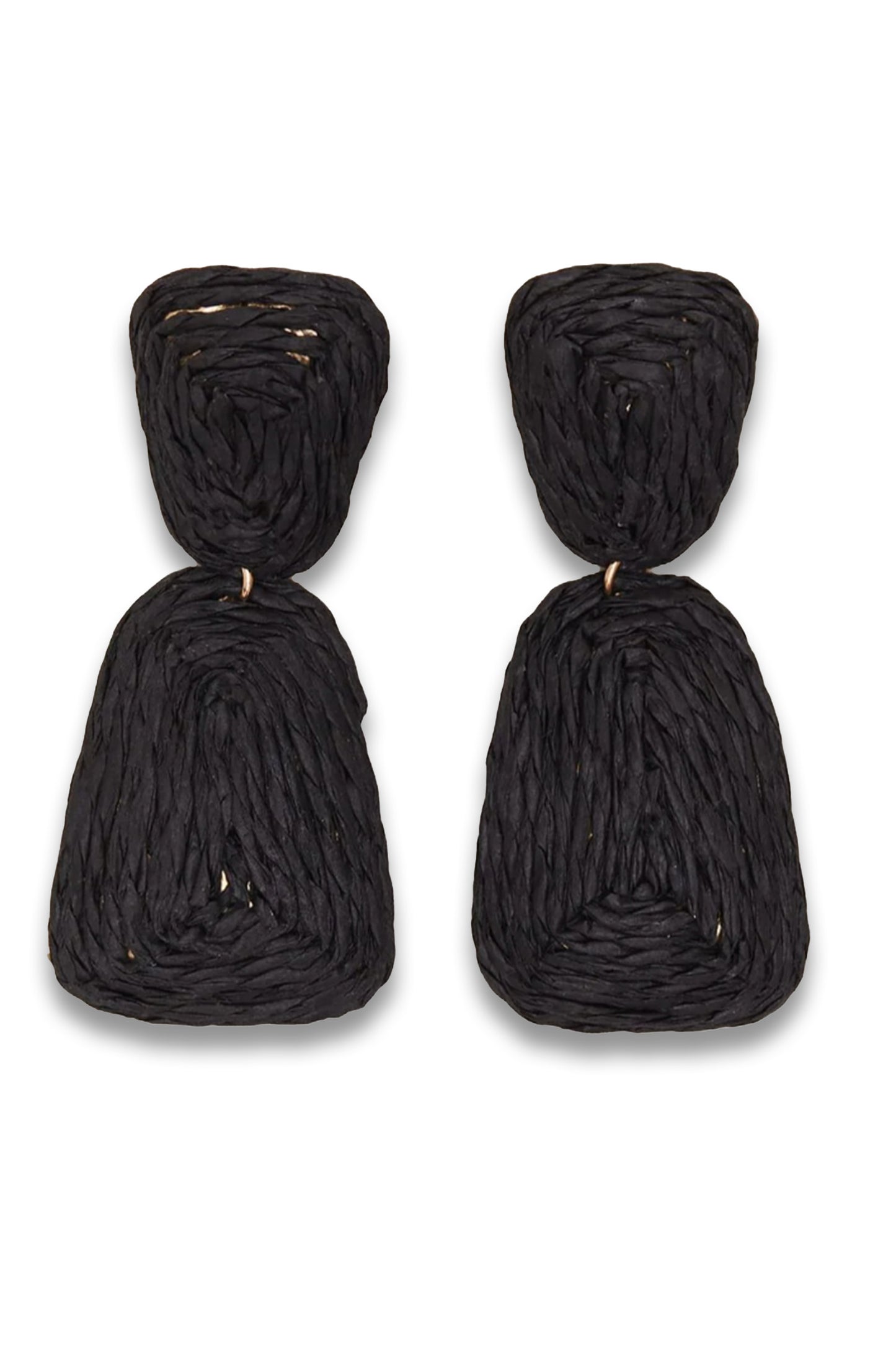 Black Raffia Square Drop Earrings