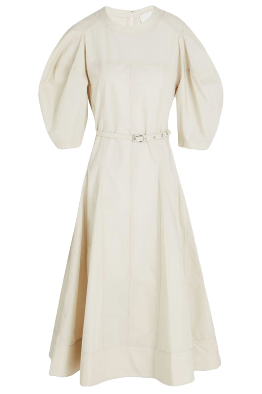 Belted Cotton-Blend Poplin Midi Dress