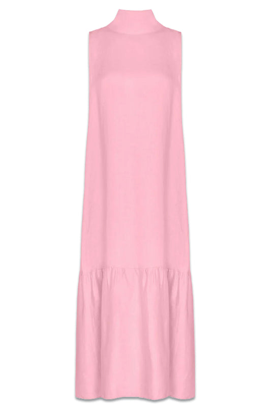 The Oslo High-neck Linen Midi Dress