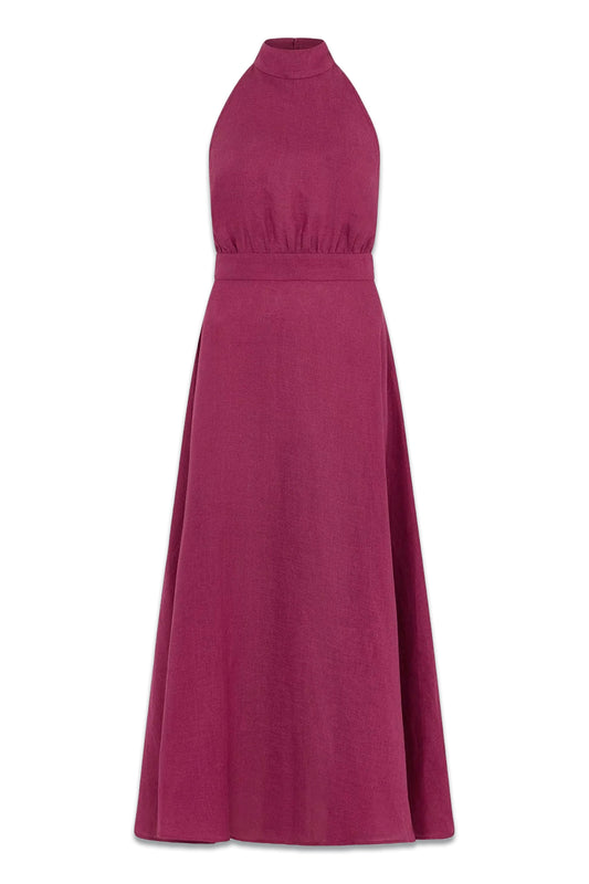 The Isi Halterneck Dress in berry