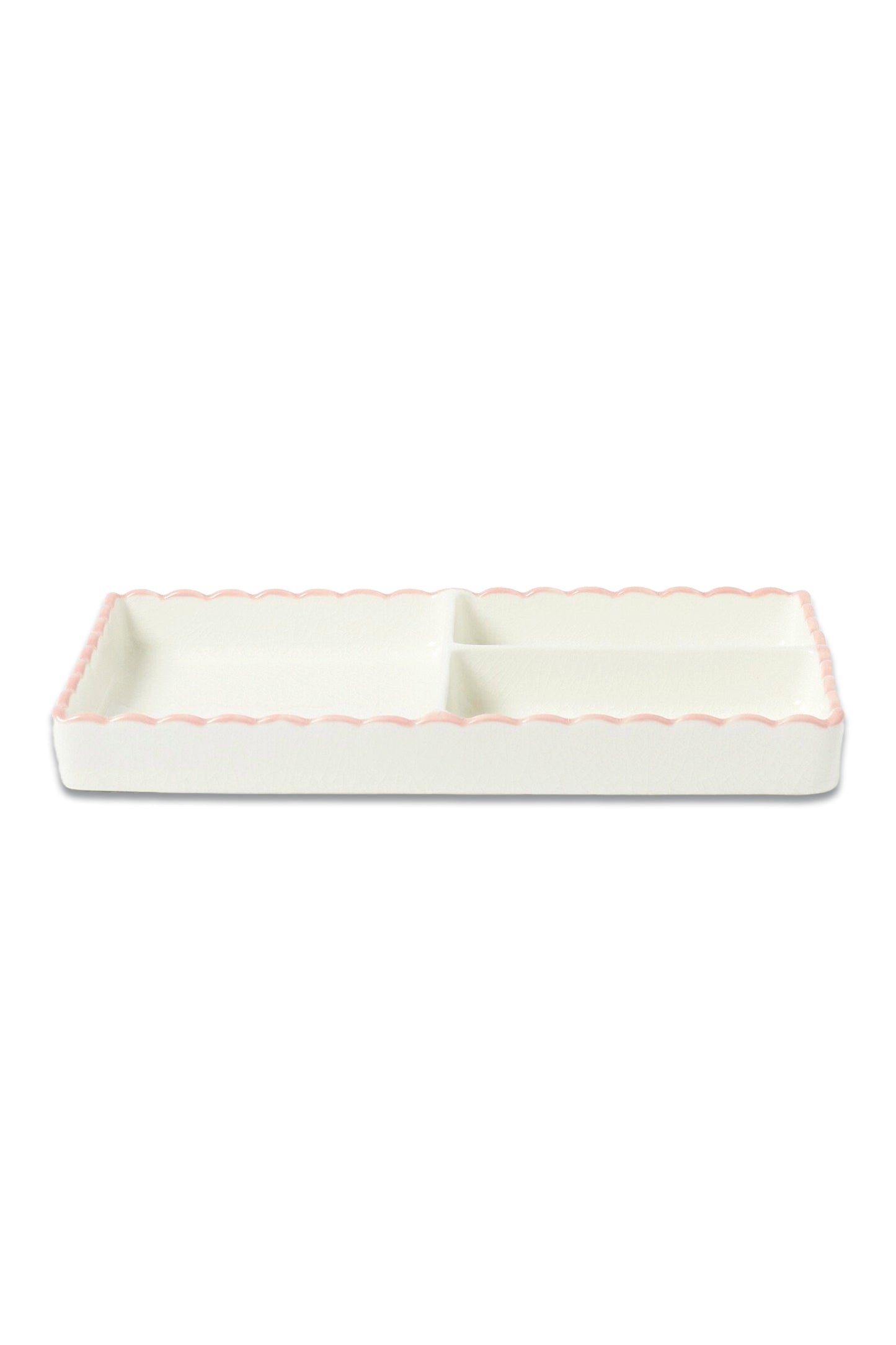 Scallop Pink & White Ceramic Tray