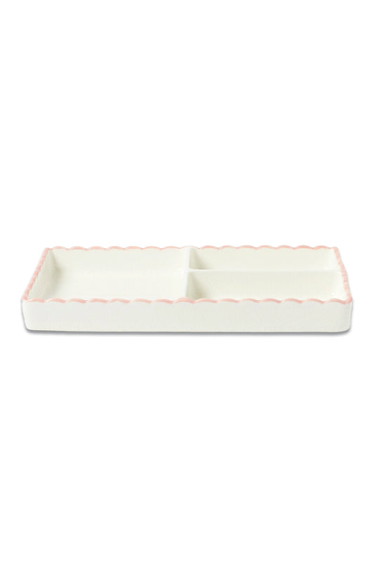 Scallop Pink & White Ceramic Tray