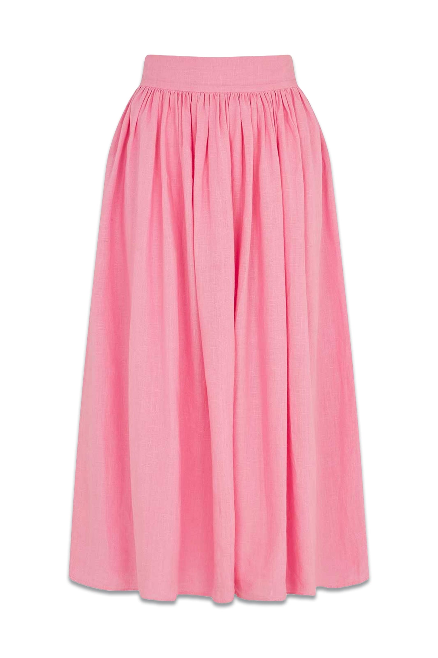 The Paulina Midi Skirt in Bubblegum Pink