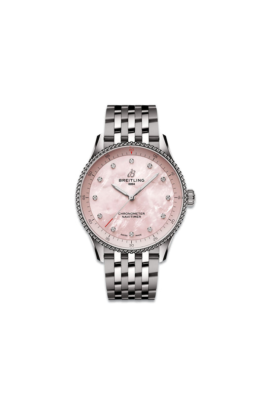 Navitimer 32 With Pink Dial & Stainless Steel Strap