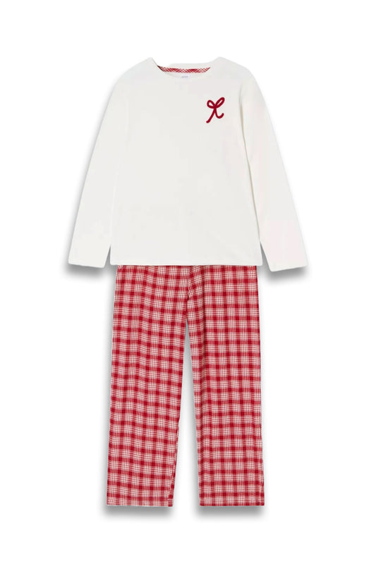 Kids' Bow and Check Pyjamas, Red