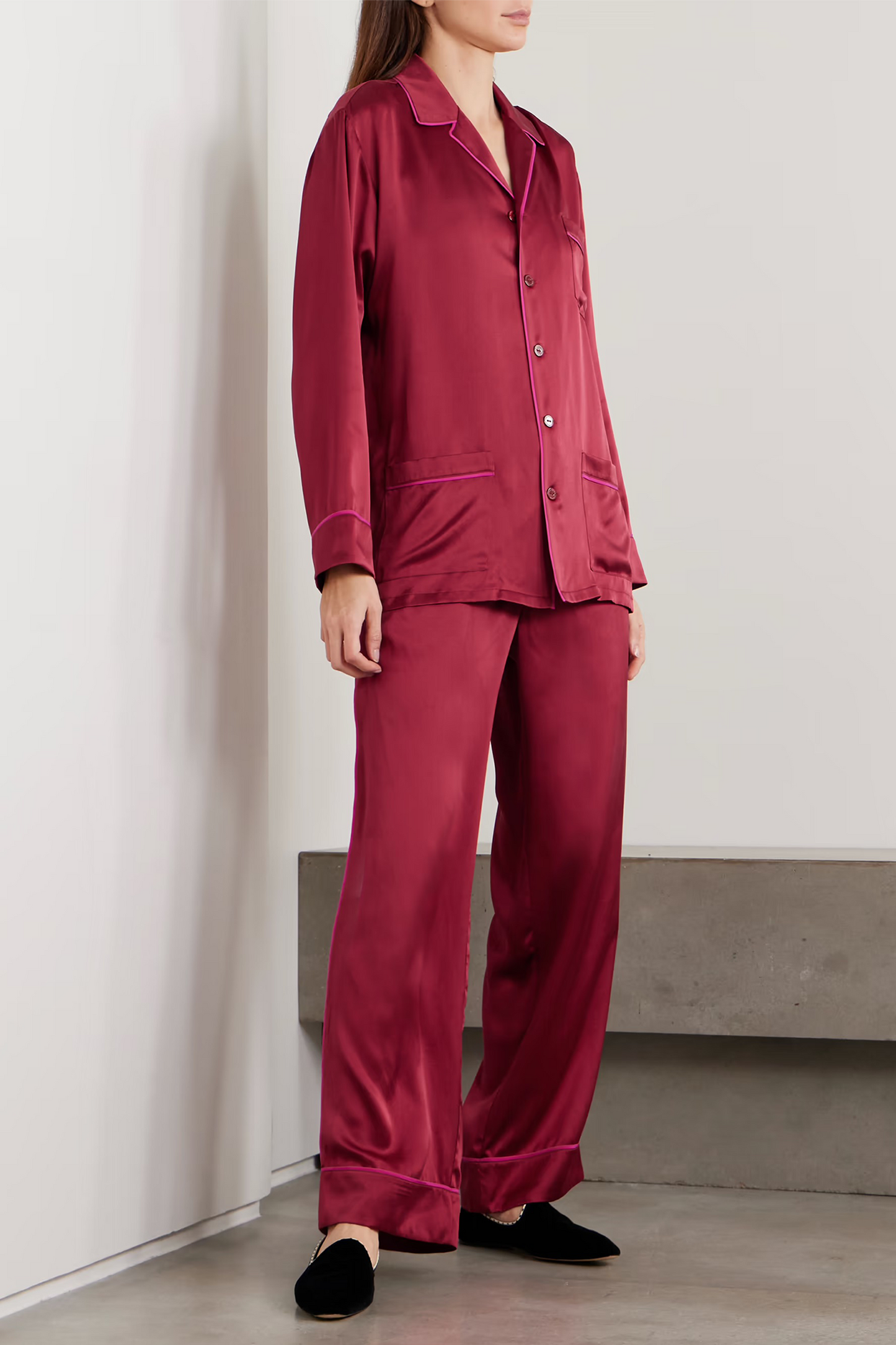 Yves Silk-satin Pajama Set