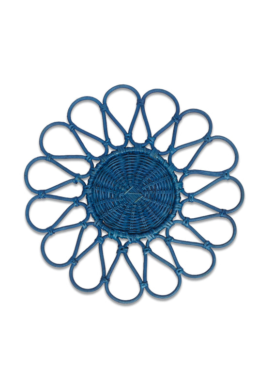 Gaia Blue Rattan Flower Placemats