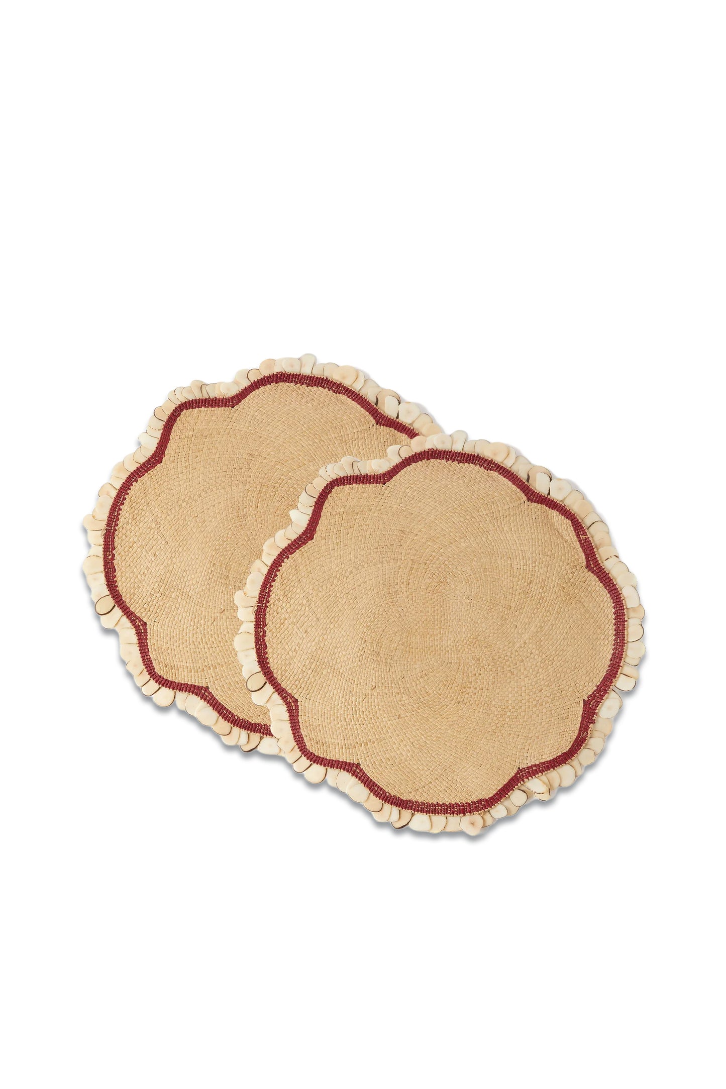 Set Of Two Iraca Palm Embellished Woven Placemats