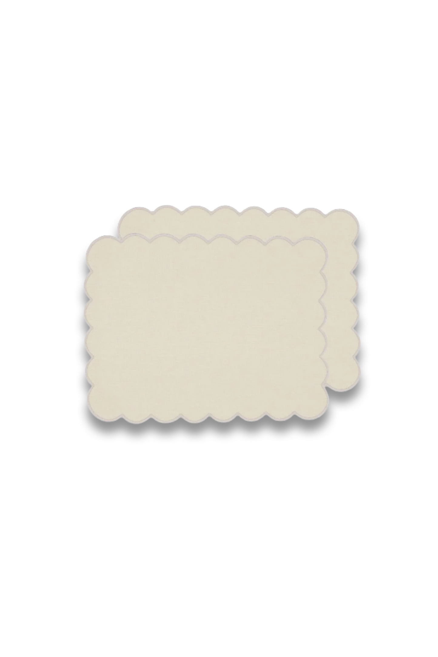 Zero-Waste Scalloped Linen Placemats Vanilla - Set of 2