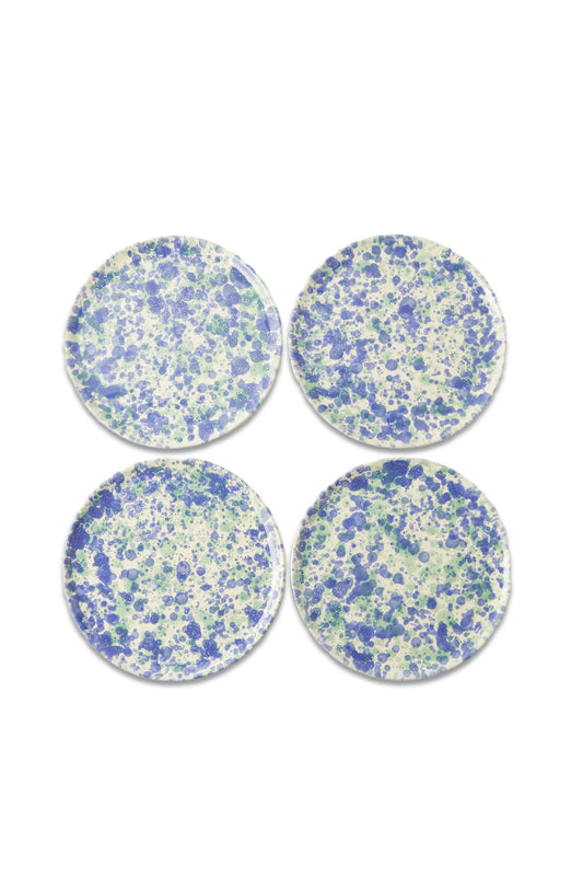 Set Of Four Splatter Stoneware Dinner Plates