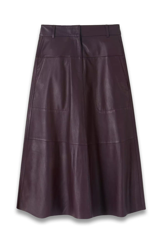 Panelled Leather Midi Skirt