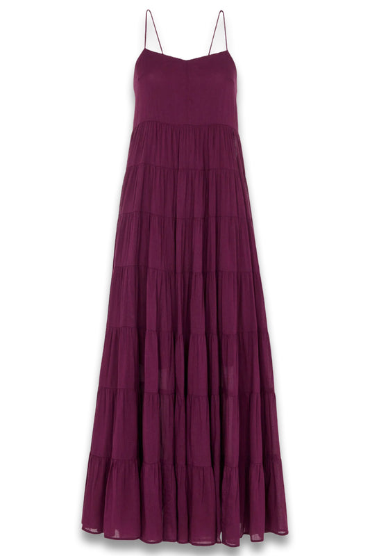 Plum Cotton Tiered Maxi Sun Dress