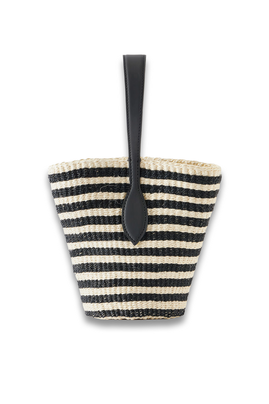 Sprout Leather-trimmed Striped Sisal Shoulder Bag