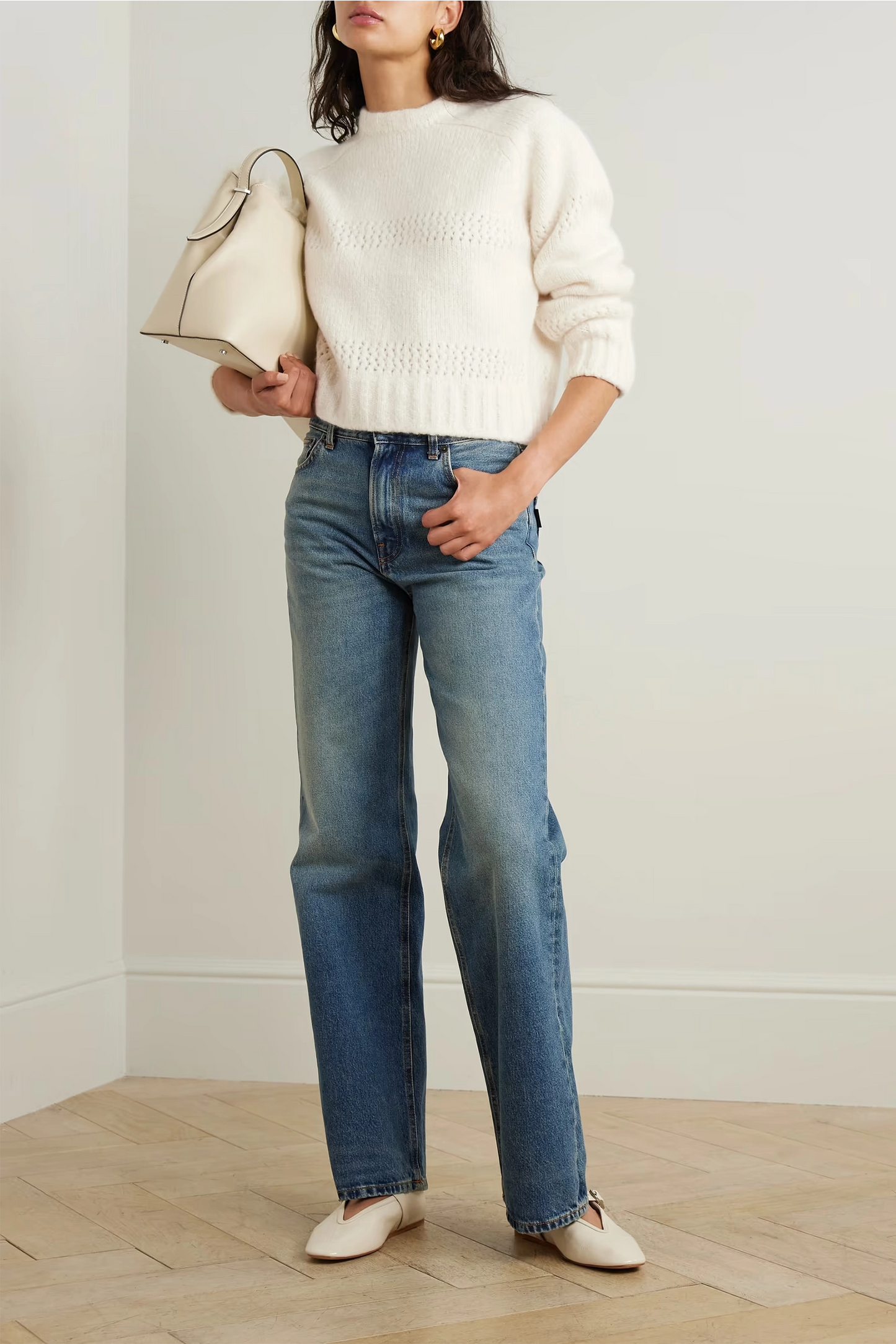 Pointelle-Knit Cashmere and Silk-Blend Sweater