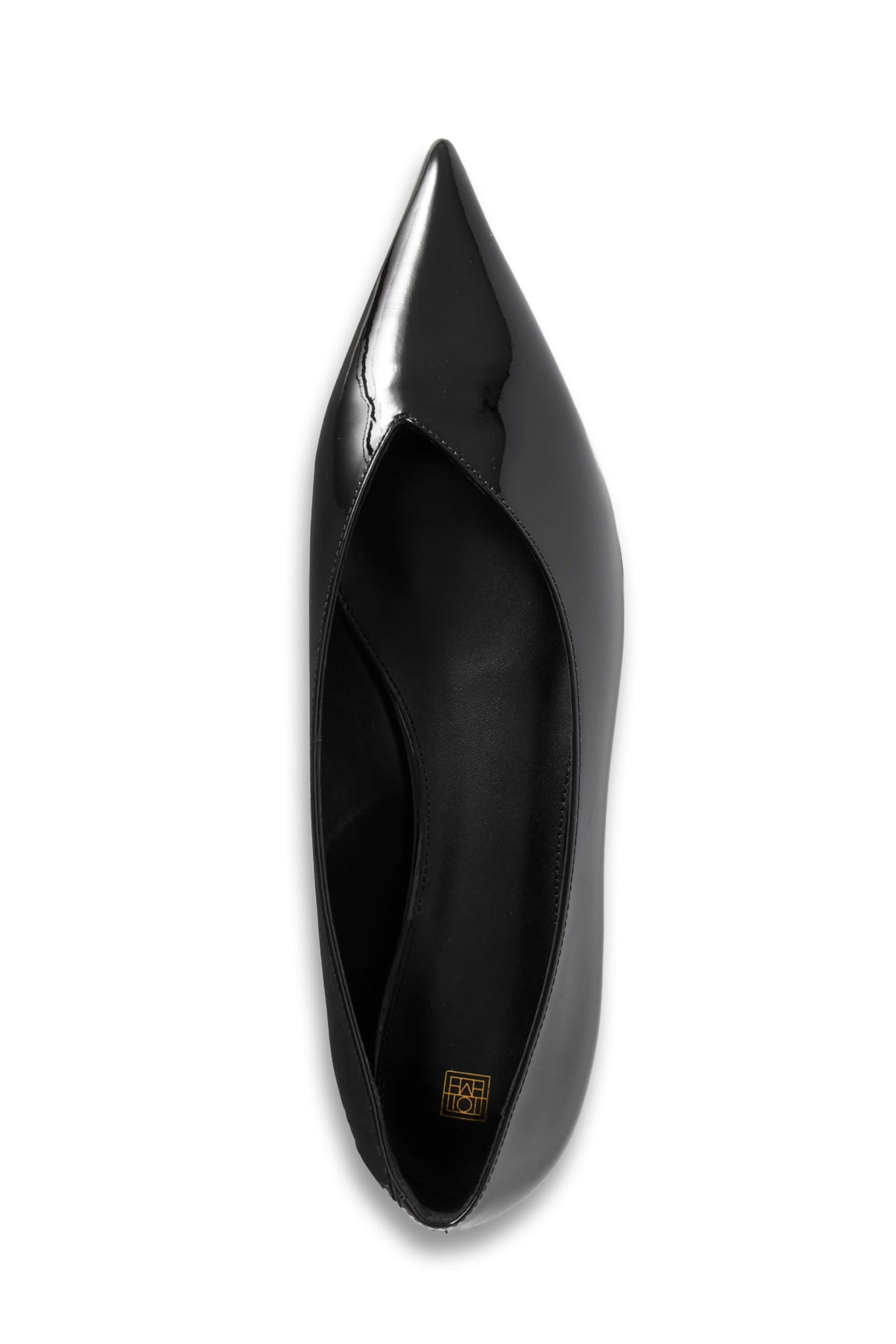 The Asymmetric patent-leather ballet flats