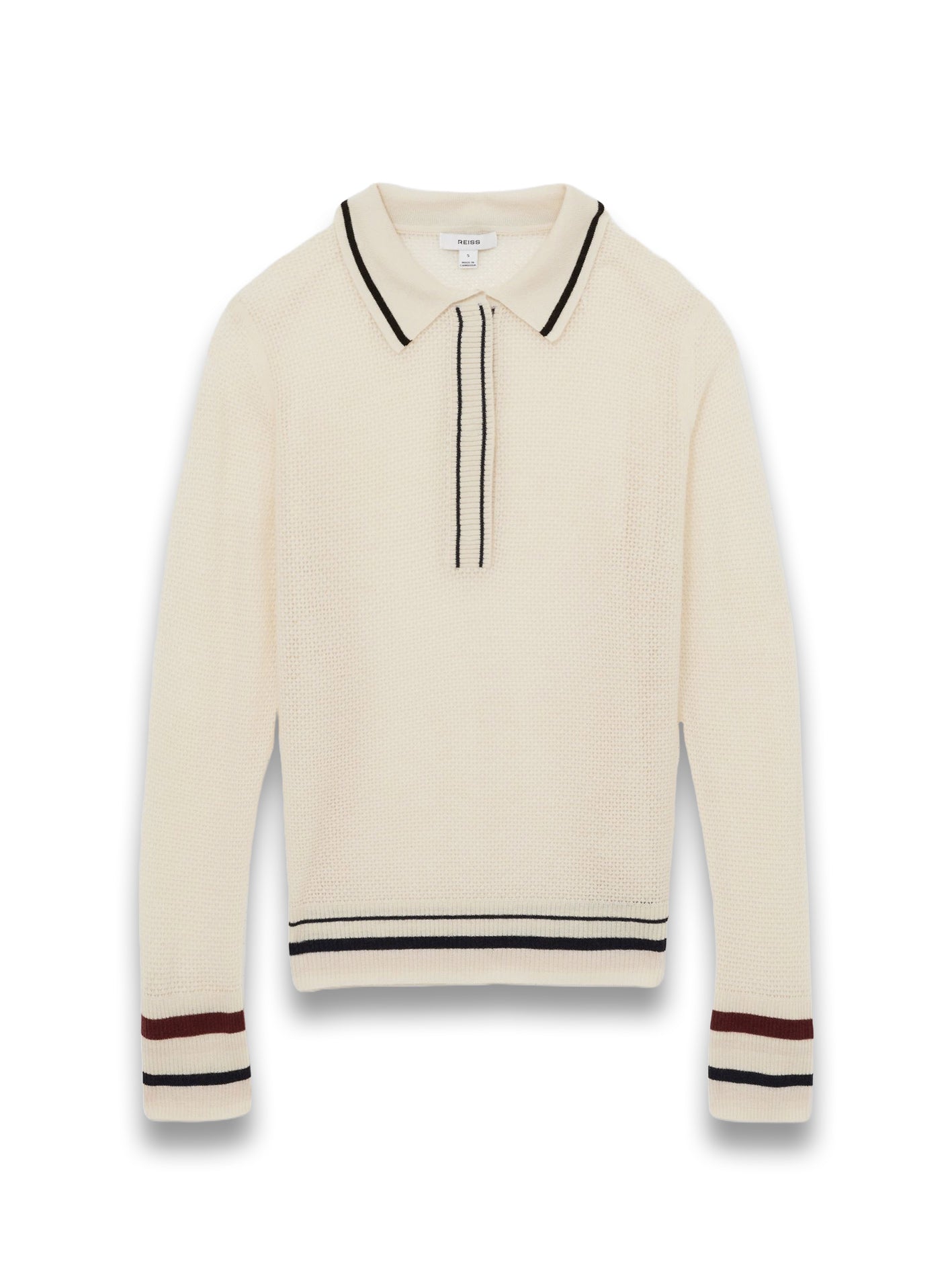 Wool-Cashmere Tipped Polo Jumper in Neutral