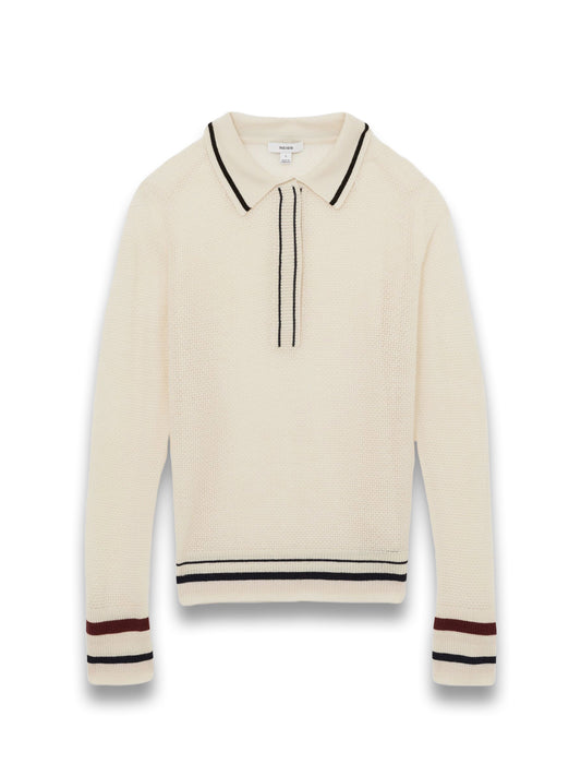 Wool-Cashmere Tipped Polo Jumper in Neutral