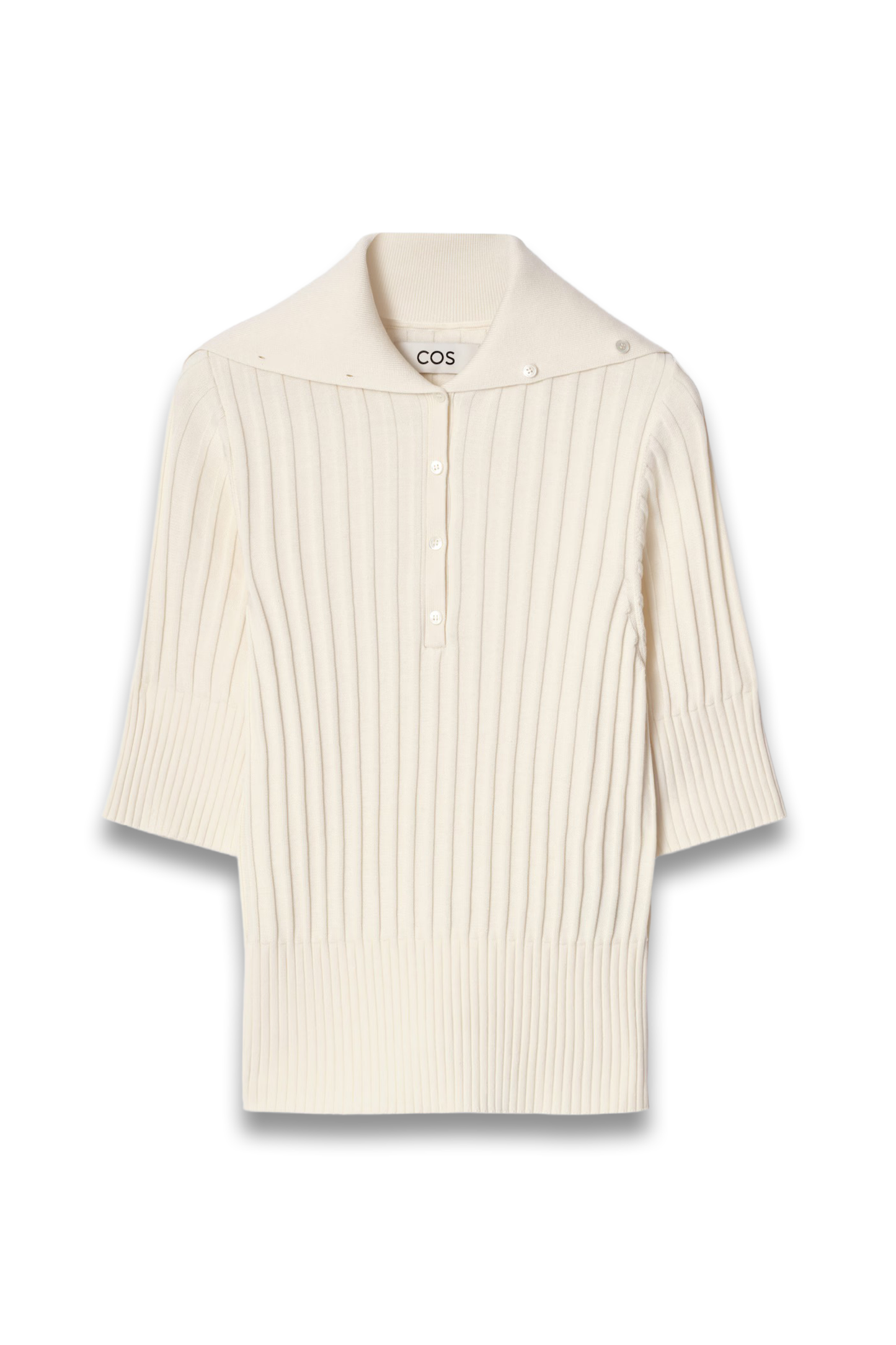 Rib-Knit Silk Polo Top