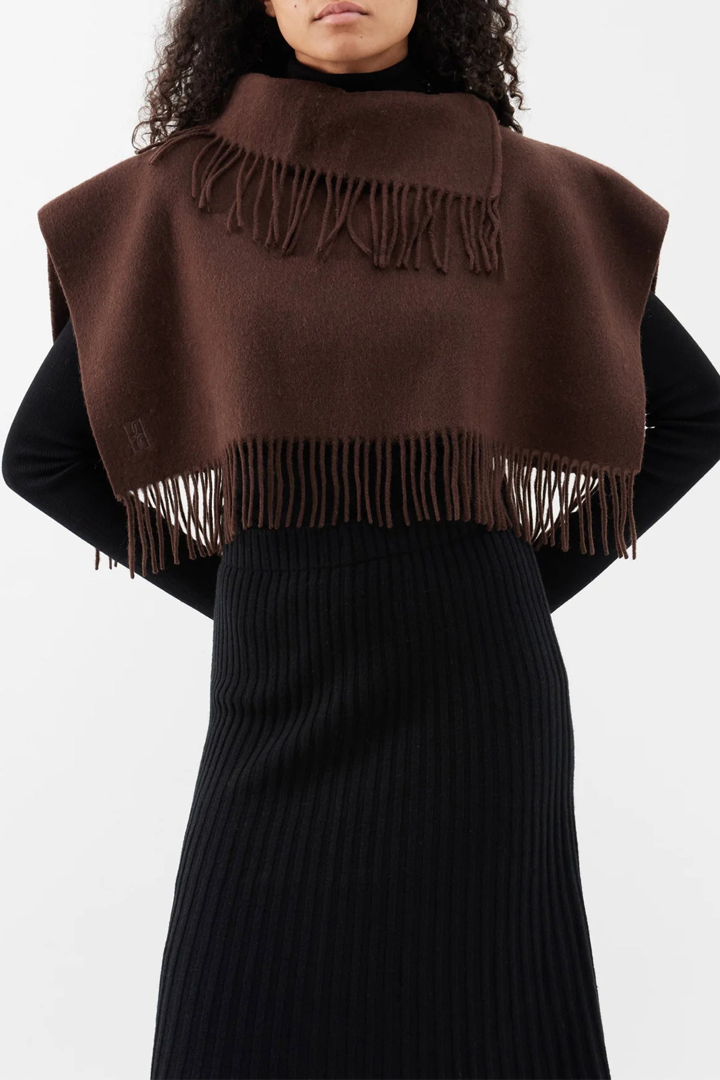 Turtla Fringed Wool Roll-neck Poncho