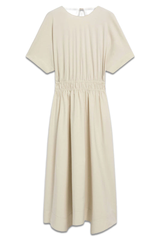 Poplin Midi Dress With Gathered Detail