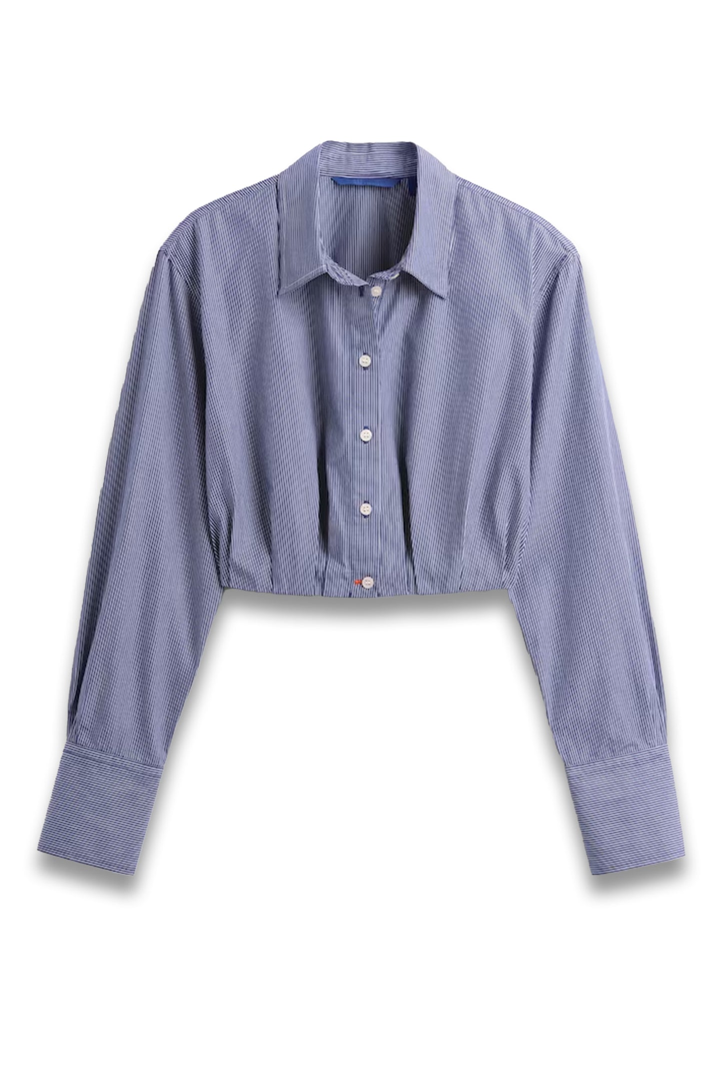 Blue Stripe Poplin Cropped Shirt