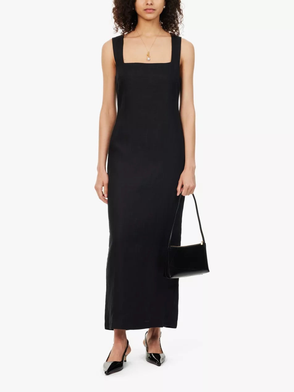 Alice Square-Neck Linen Midi Dress