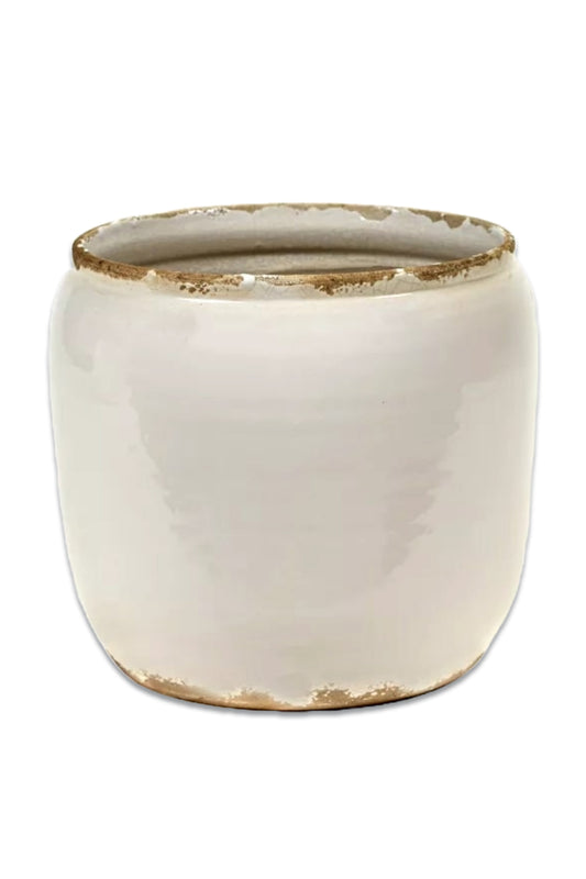 Flowerpot Terracotta Indoor Plant Pot, White, 18.5cm